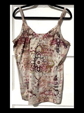 SHEIN Womens Multicolor Boho Stretch Floral Knit Tank Top XL EUC